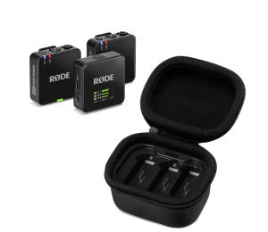 RØDE Wireless GO GEN3 Charge Case+ töltő és tartó tokkal csomagban, fekete