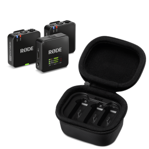 RØDE Wireless GO GEN3 Charge Case+ töltő és tartó tokkal csomagban, fekete