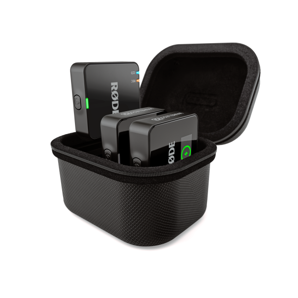 RØDE Wireless GO GEN3 Charge Case+ töltő és tartó tokkal csomagban, fekete